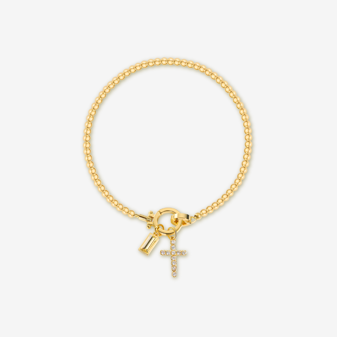 Cross Charm Birthstone Bracelet