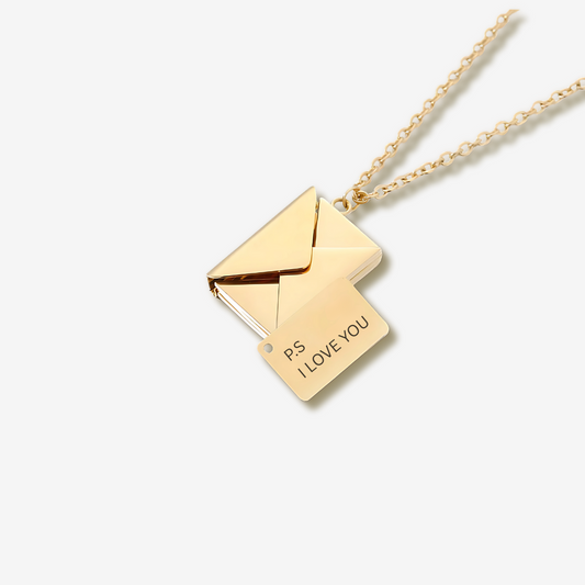 Personalized Envelope Engraved Photo Necklace