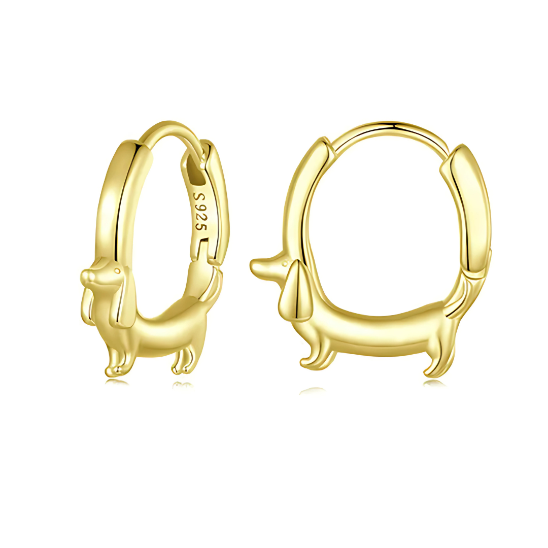 Sterling Silver Dachshund Hoop Earrings