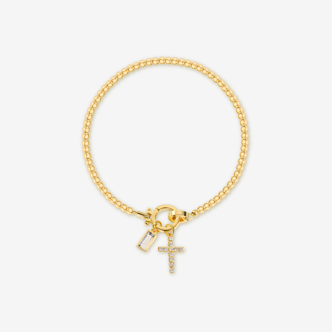 Cross Charm Birthstone Bracelet