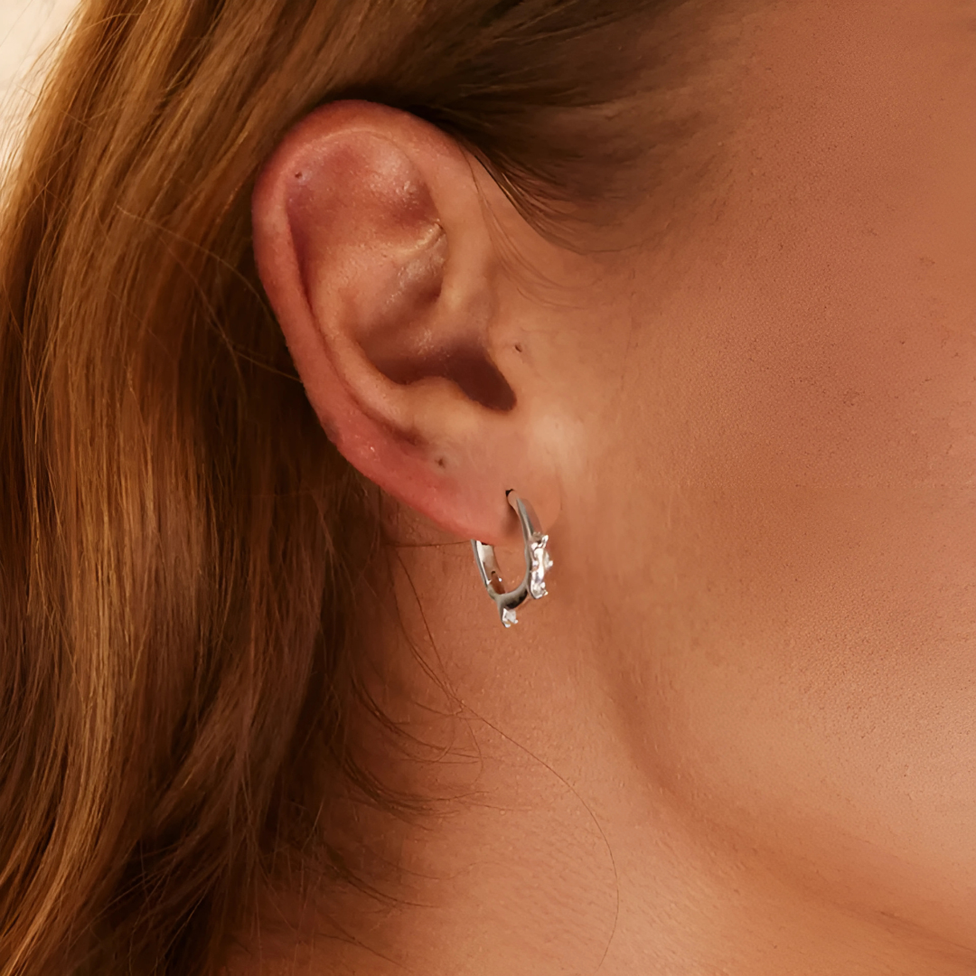 Sterling Silver Dachshund Hoop Earrings