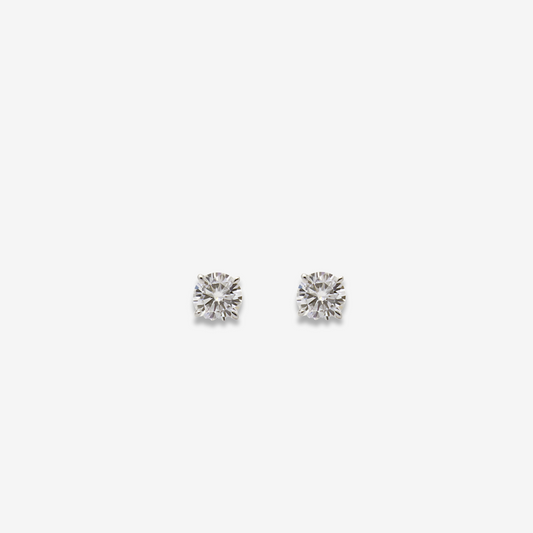 Classic Sterling Silver Diamond Earrings