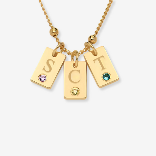 Dainty 18K Gold Birthstone Initial Necklace