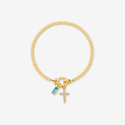 Cross Charm Birthstone Bracelet