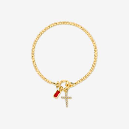 Cross Charm Birthstone Bracelet