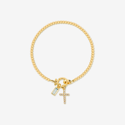 Cross Charm Birthstone Bracelet