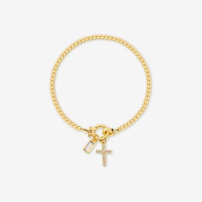Cross Charm Birthstone Bracelet