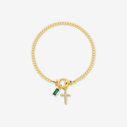 Cross Charm Birthstone Bracelet