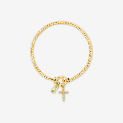 Cross Charm Birthstone Bracelet