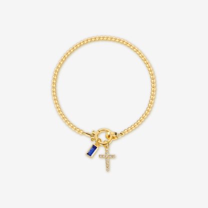 Cross Charm Birthstone Bracelet